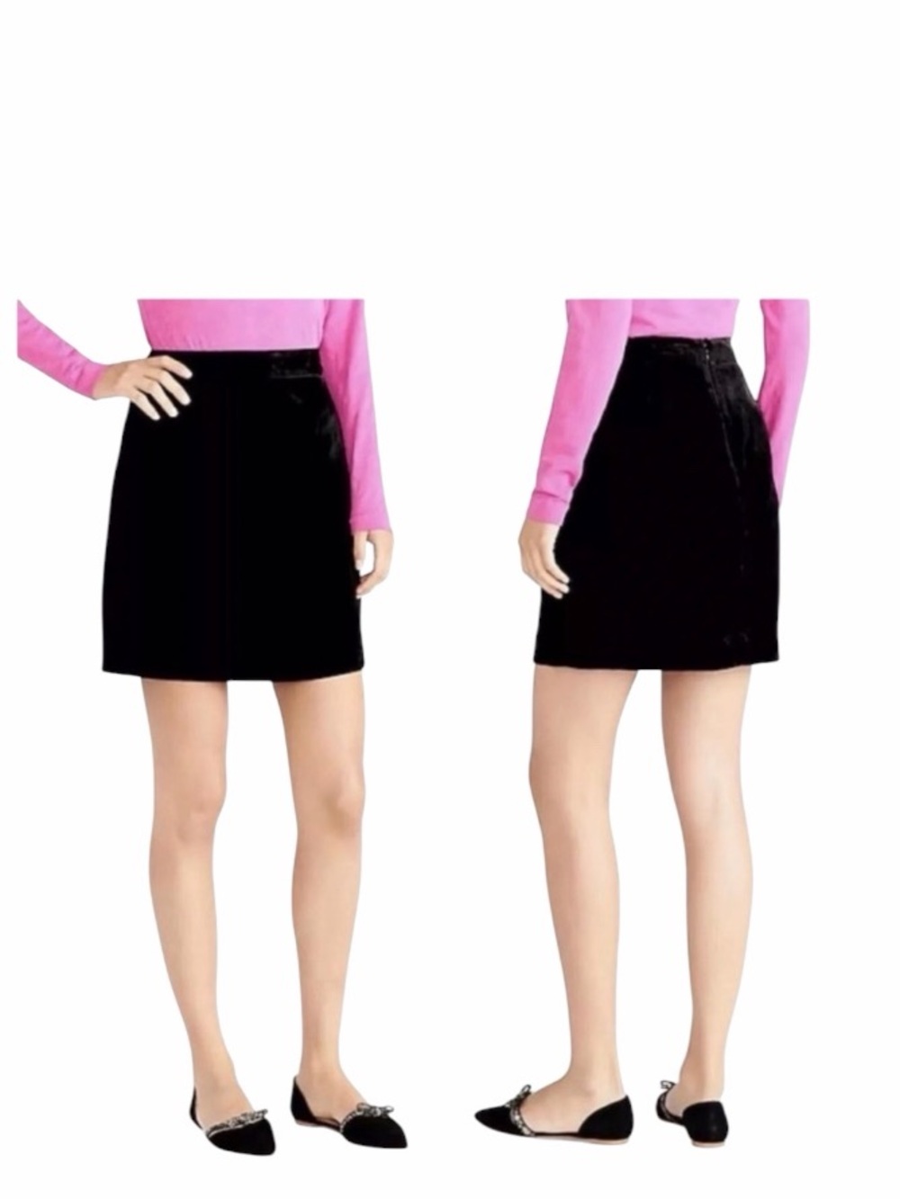 New J.Crew Black Velvet Velour Mini Skirt Size 00 never worn before